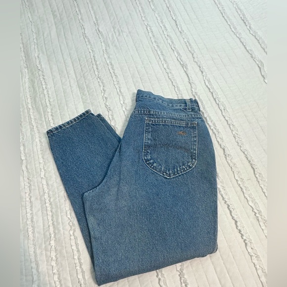Vintage Chic Women High Waisted Tapered Leg Mom Denim Jeans Blue 16 P Fit 6-8 28 - Picture 1 of 10